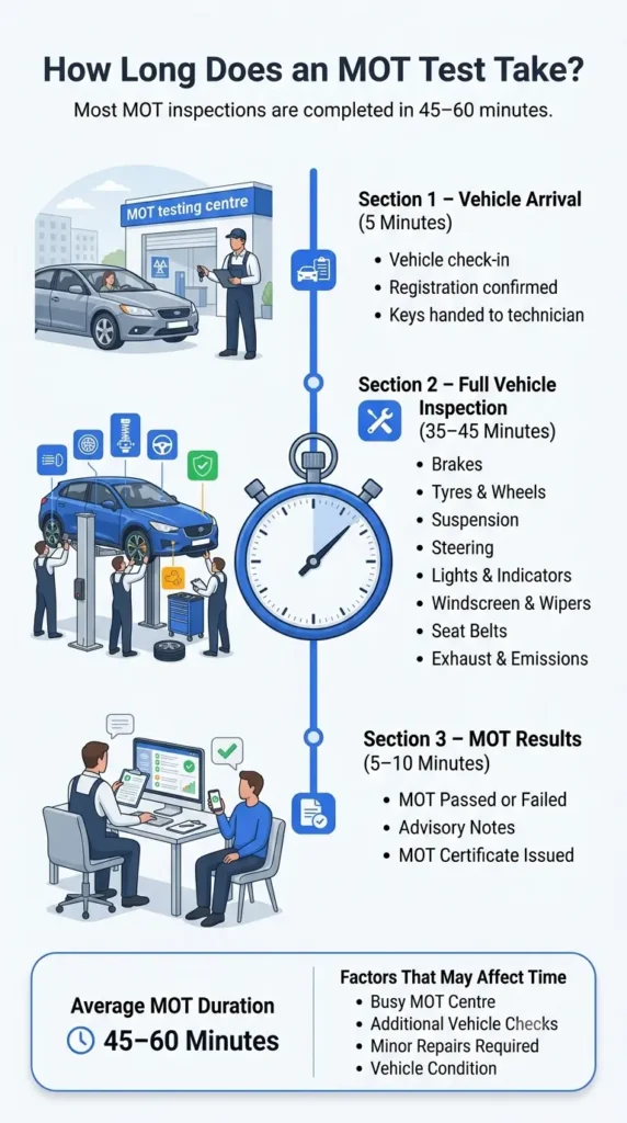 infographics for how long does mot take